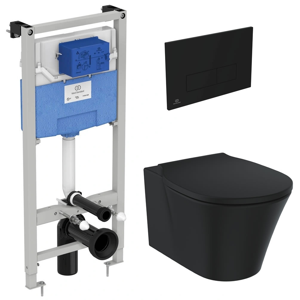 Cutout image of Ideal Standard Connect Air Silk Black Wall-Hung Toilet & Cistern Set